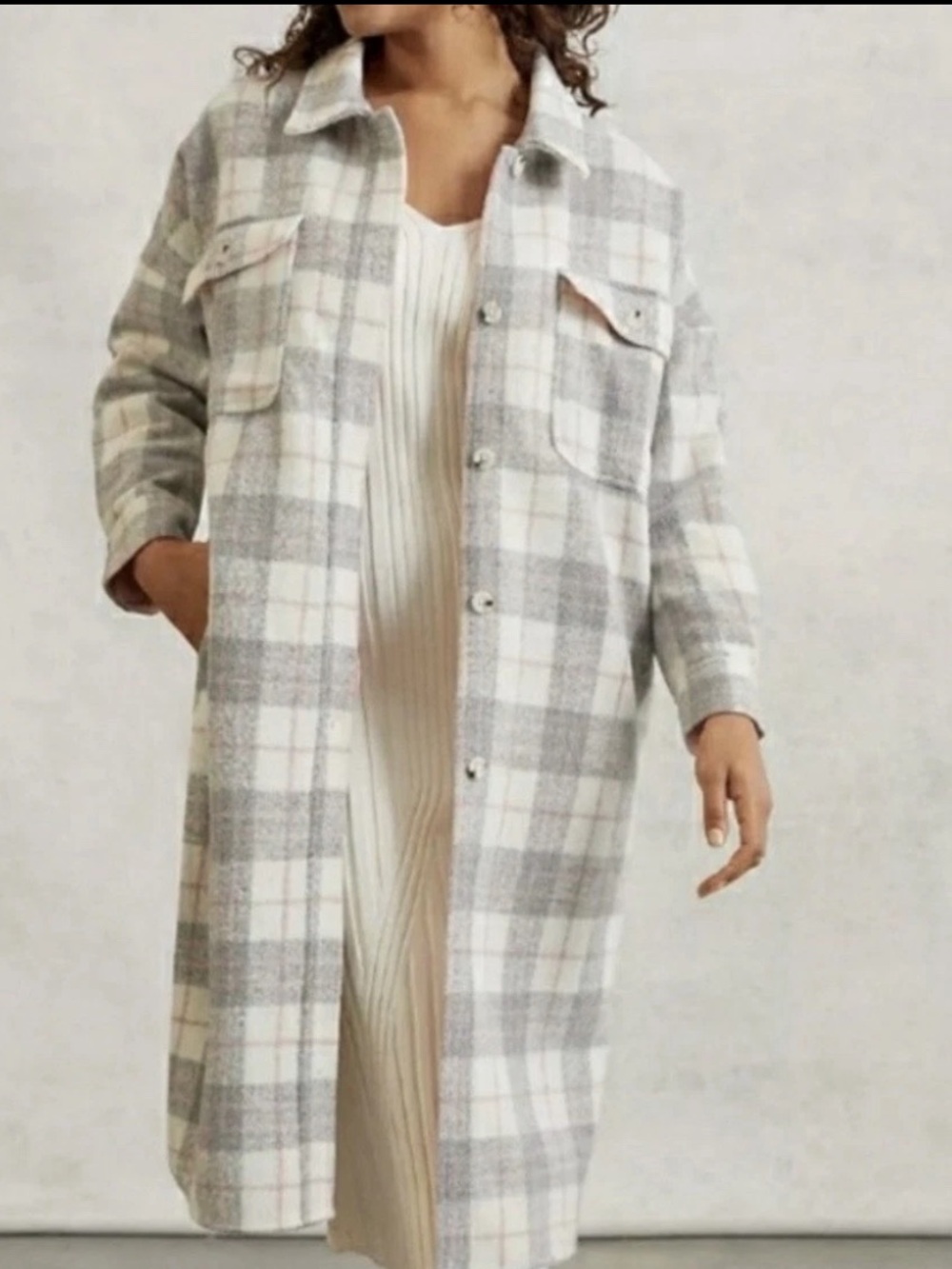 If By the Sea plaid white grey and pink coat jacket 💖